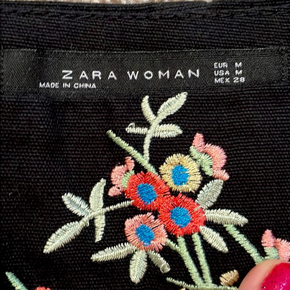 Zara Floral Embroidered Textured Knit Y2K Cottagecore Mini Skirt Size M - Picture 9 of 9